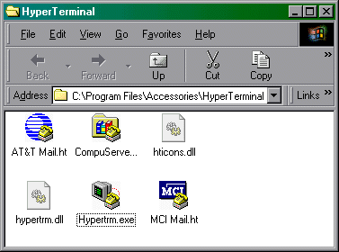 Figure 3: HyperTerminal folder in Explorer