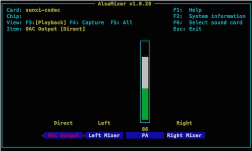 alsamixer interface