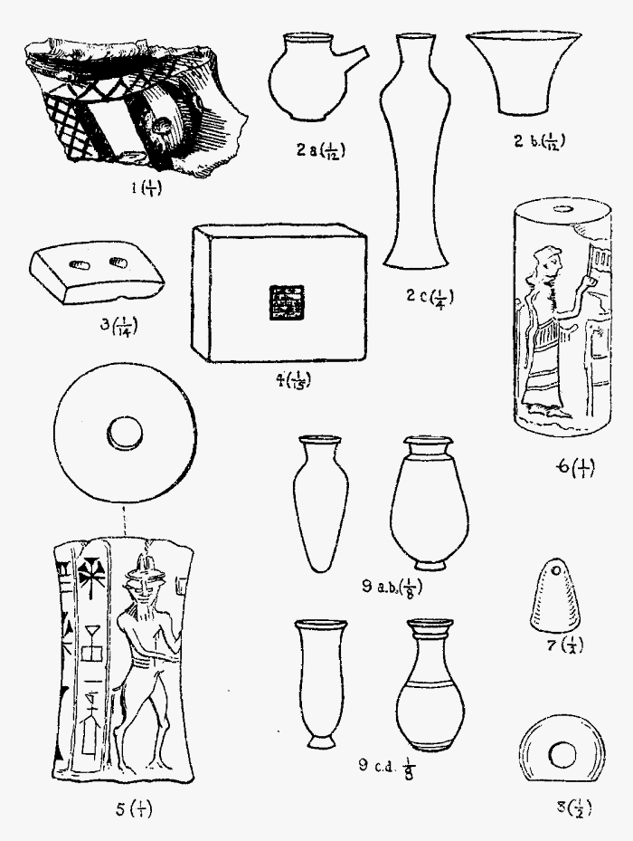 Illustration XIV: Mesopotamian Pottery,
Seals, etc.