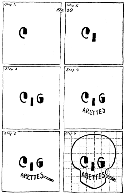 Figure 49: The letters of 'Cigarettes' and curl of smoke forming a skull.