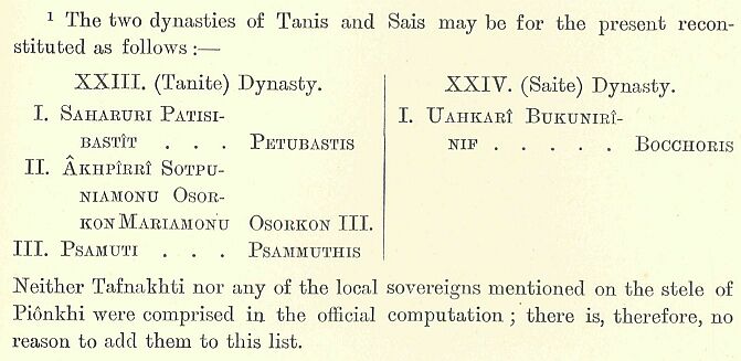 373.jpg Table of Dynasties Of Tanis and Sais 