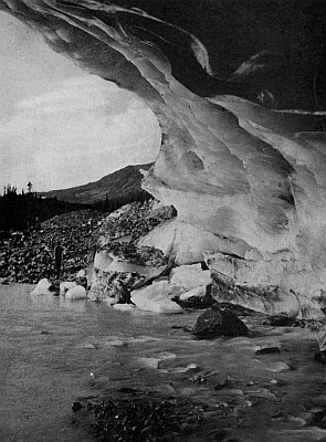 Looking out of ice-cave, Lyman Glacier