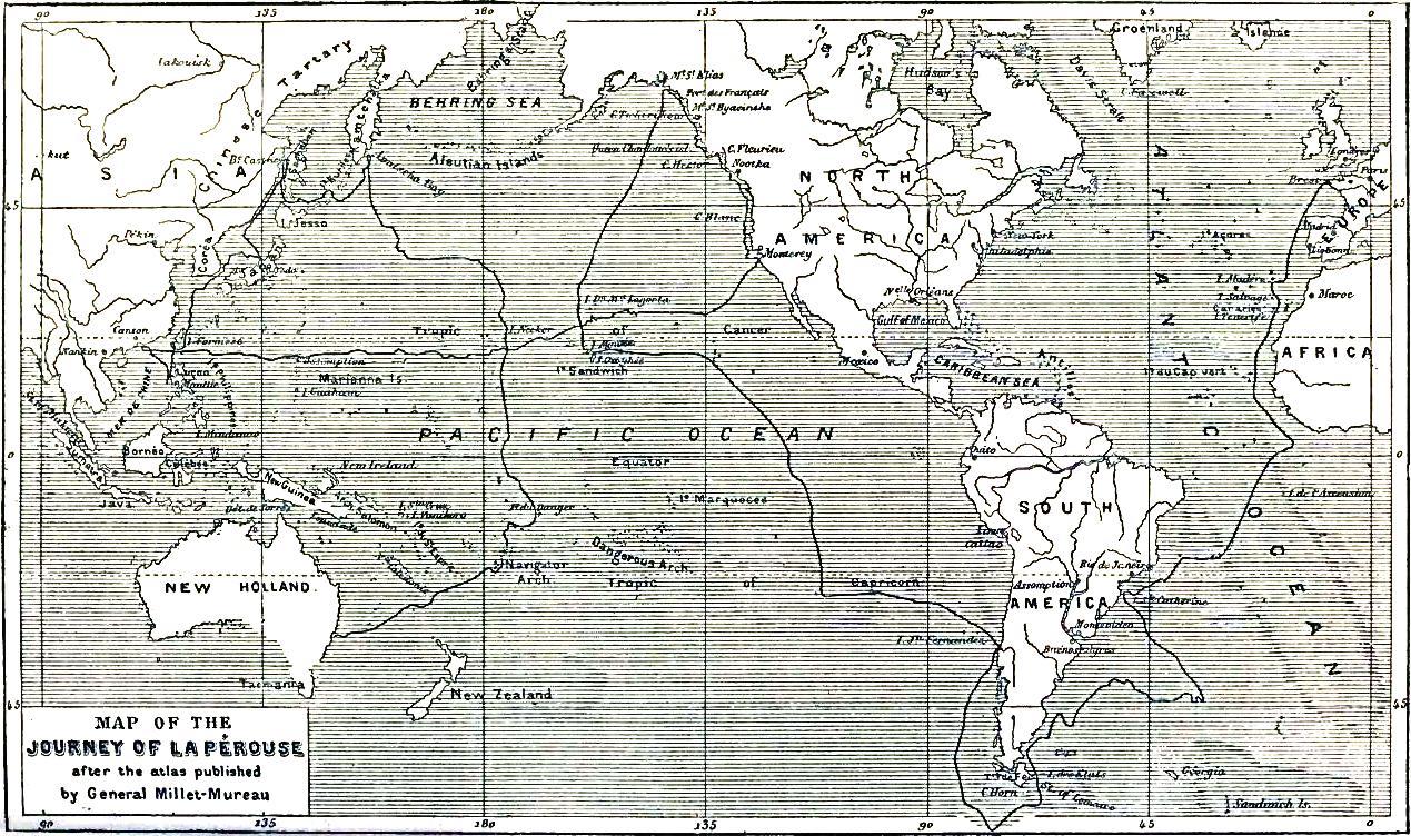 Map of the journey of La Prouse