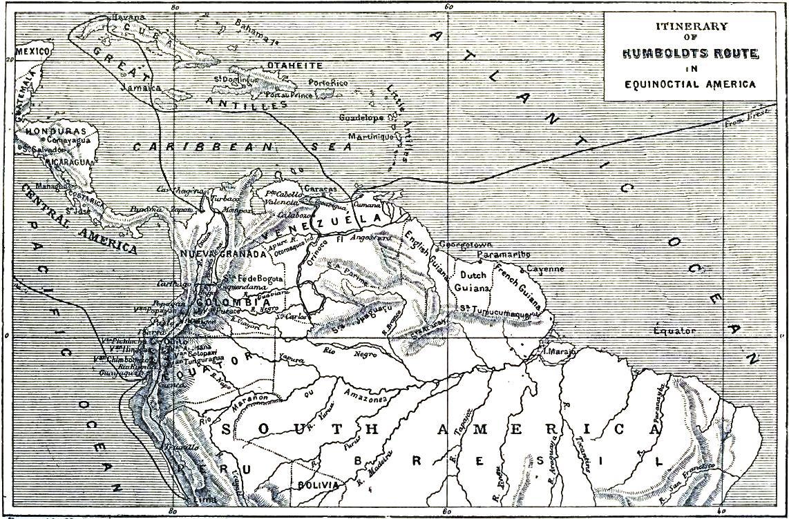 Itinerary of Humboldt's route in equinoctial America