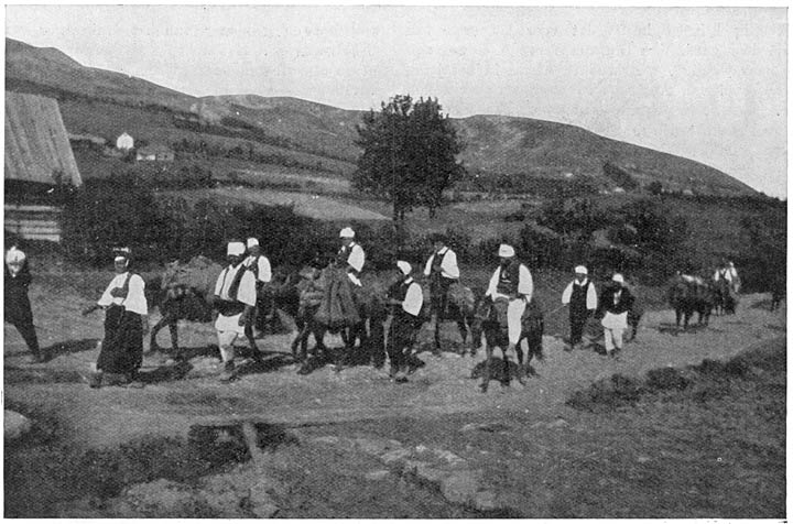 Bosnische boeren, van de markt terugkomend.