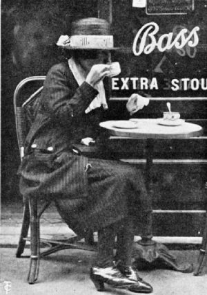 Morning Coffee in Front of a Boulevard Café, Paris, with
a British Background