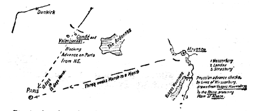 Strategic situation in early summer of 1793. Mayence
besieged, Cond and Valenciennes about to be besieged. Conditions of the
double advance on Paris.