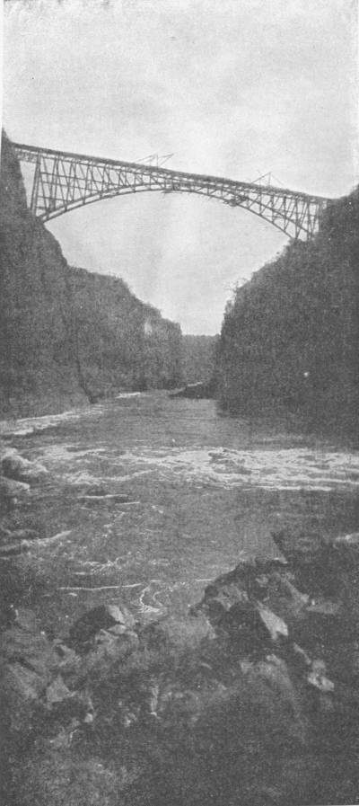 RAILWAY BRIDGE OVER THE GORGE, VICTORIA FALLS, OF THE ZAMBESI,
 SOUTHERN RHODESIA