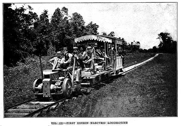 FIG. 55–FIRST EDISON ELECTRIC LOCOMOTIVE