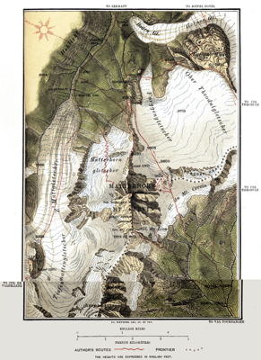 Map: The Matterhorn and its glaciers