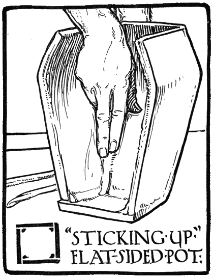 “STICKING UP” FLAT-SIDED POT.