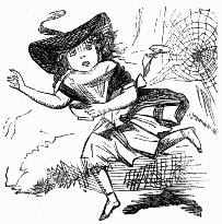 Miss Muffett running away