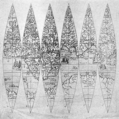 Terrestrial Globe Gores by Johannes
Oterschaden, ca. 1675.