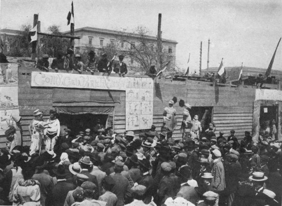 “‘Barkers’ in plate-armor ... in the Easter Fair, a piece
bitten right out of Coney Island.”