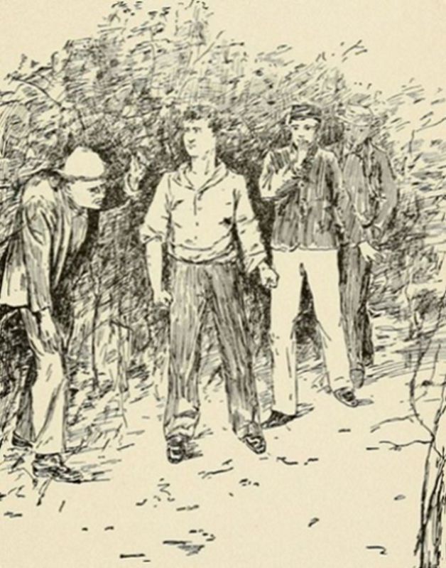 "Does that mean you ain't goin' to leave?" And the boy
advanced threateningly with clinched fists, until he stood within a few
inches of the deformed lad.—Page 55.