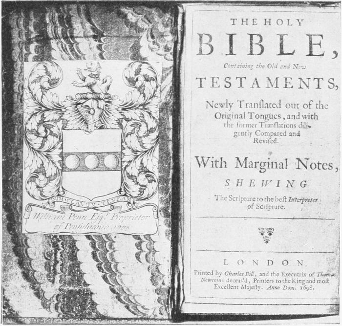 William Penn's Bible and Book-plate