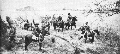 Creek warriors join the Carolina volunteers at Ocmulgee for the start of Moore’s raid, 1703.