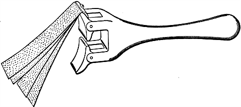 Fig 725Sandpaper holder for commutator The sandpaper is made fast on top by a clamp