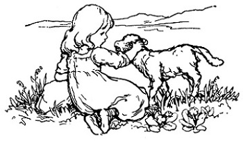 Girl with pet lamb