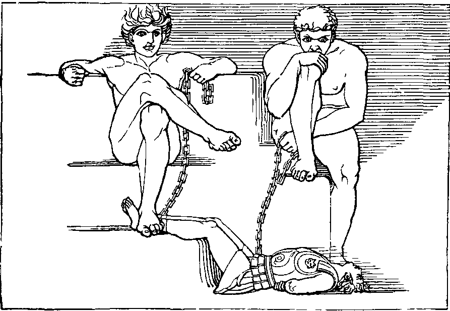 Illustration: OTUS AND EPHIALTES HOLDING MARS CAPTIVE.