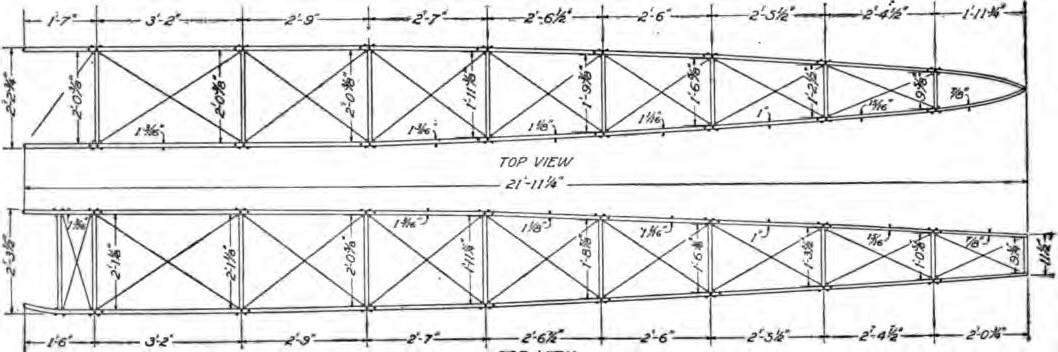 Fig. 25. Top and Side View of Bleriot Fuselage on Which Machine Is Assembled